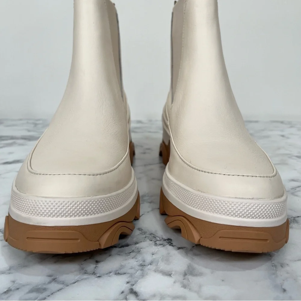 SOREL BREX Chelsea Waterproof Ankle Boots Natural Sea Salt Ivory Beige